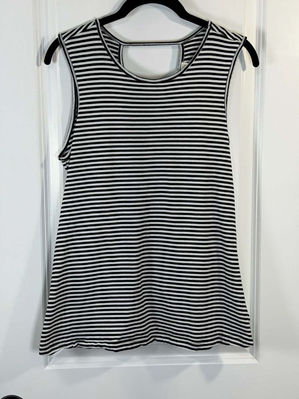 Francesca's Alya Black and White Striped Surplice Back Tank Top Size XS